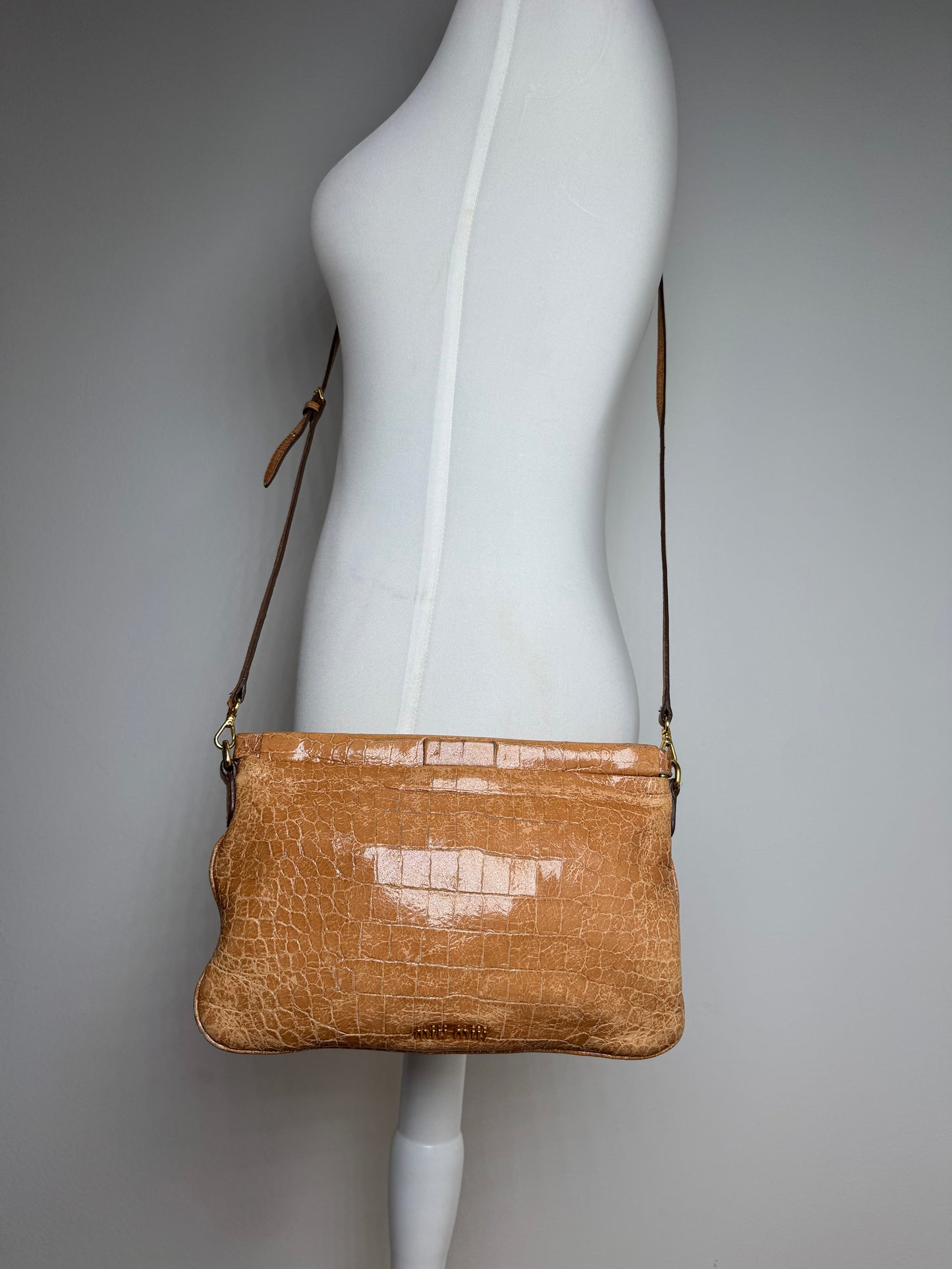 Vintage Miu Miu Leather Crossbody Bag Brown