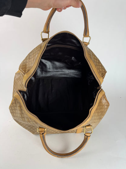 Vintage Celine Paris Triomphe Leather Monogram Duffel Bag bag gold brown