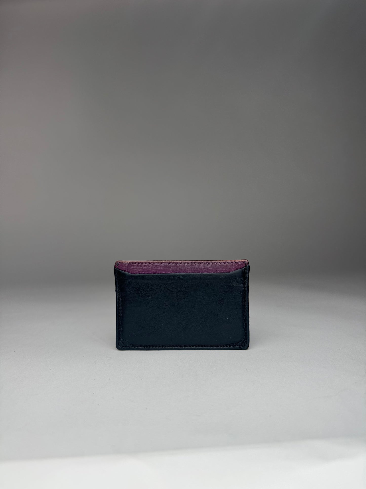 Vintage Miu Miu Leather Card Holder Black Purple