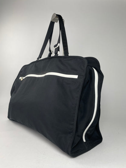 Vintage Courreges Paris Weekender Travel Bag Black White