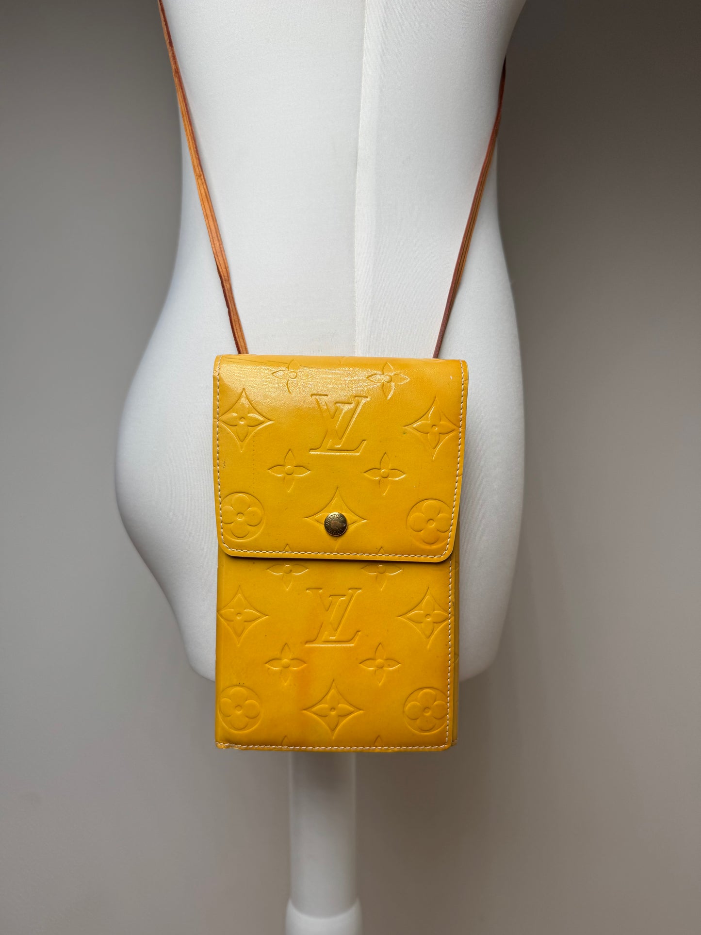 Vintage Louis Vuitton Vernis Leather Messenger Bag Yellow