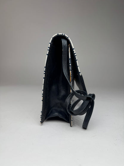 Vintage Givenchy 4G Monogramm Leather Bag White Navy Black