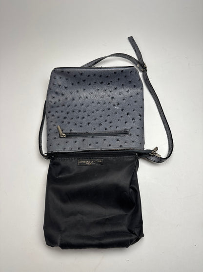 Vintage Ostrich Leather shoulder Bag Grey