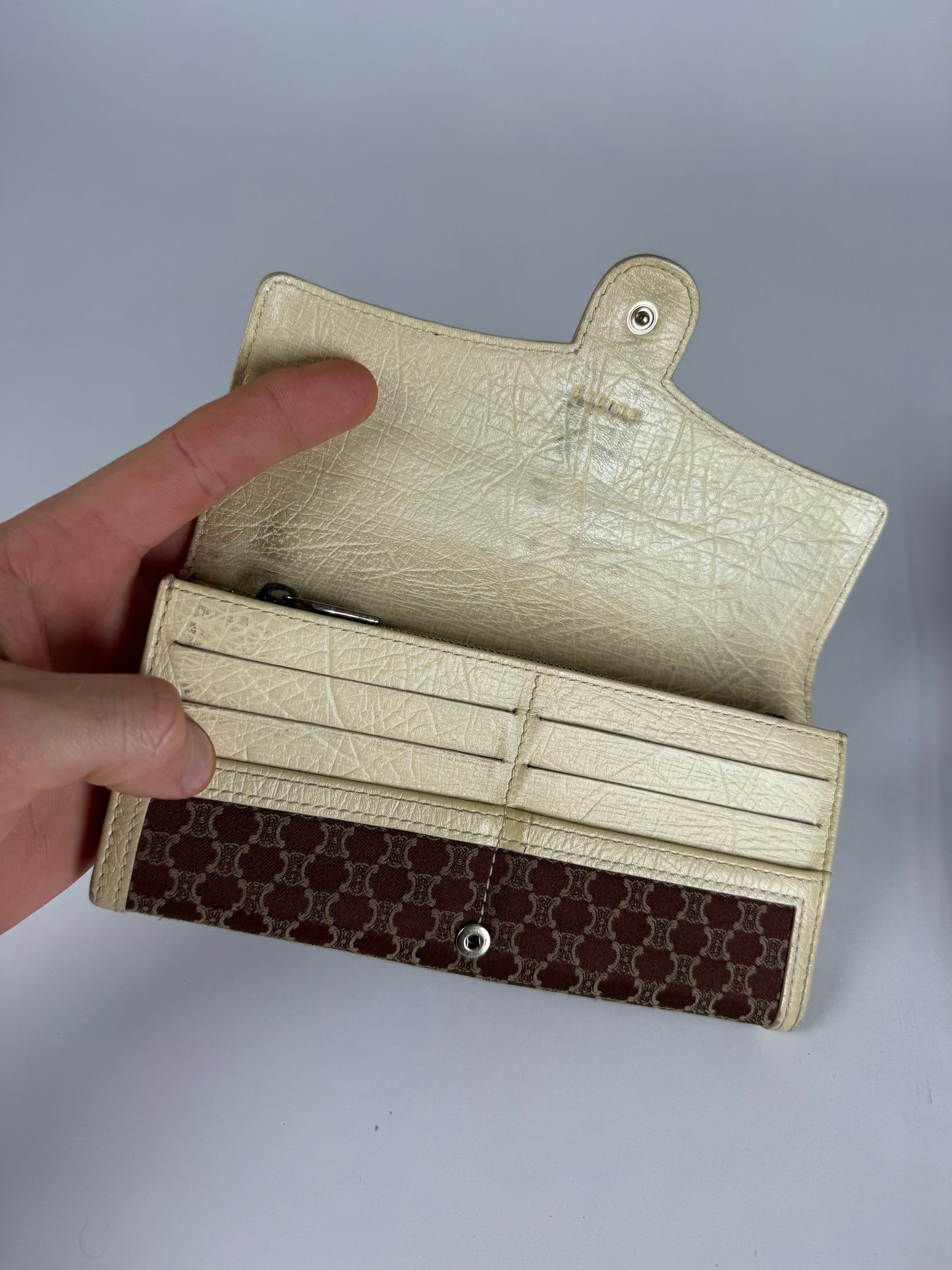 Vintage Celine Leather Canvas Monogram Wallet