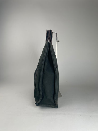Vintage Hermes Canvas Shopper Bag Black