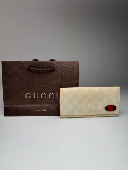 Vintage Gucci Monogram Leather Wallet White