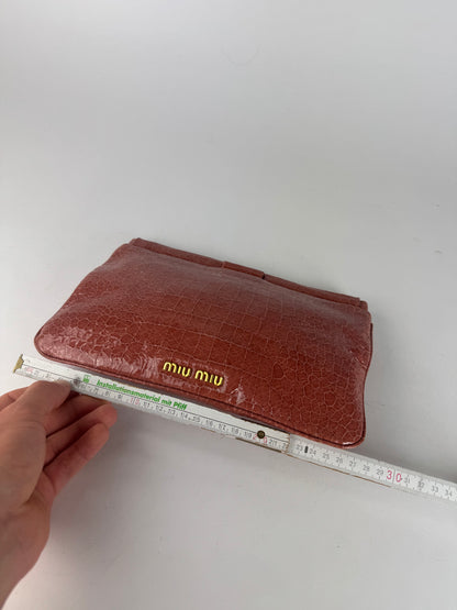 Vintage Miu Miu Crocodile Leather Clutch orange-brown