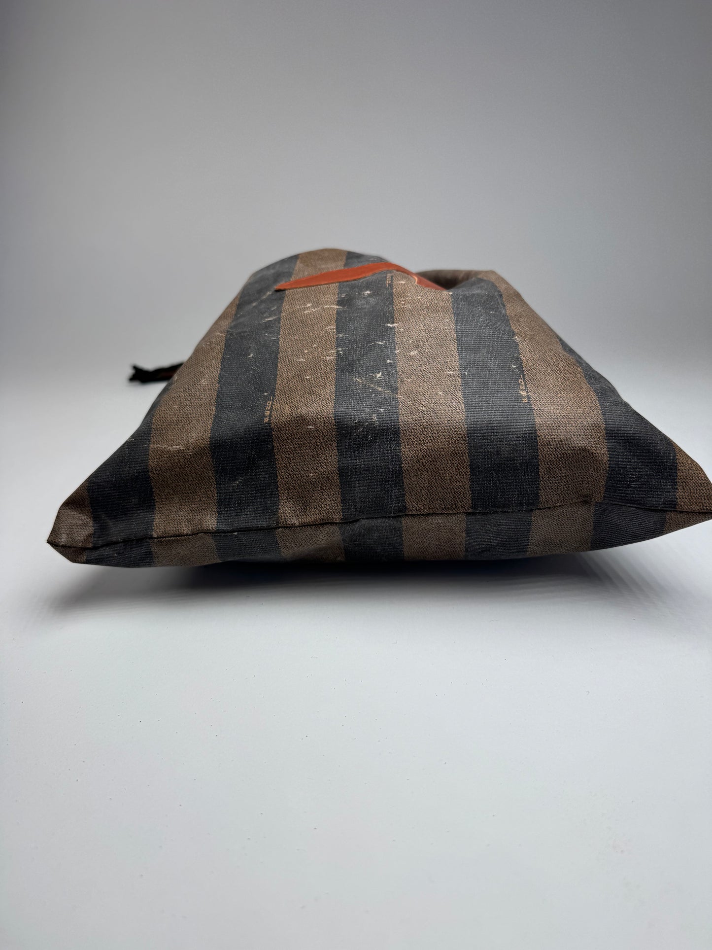 Vintage Fendi Roma Striped Leather Pouch / Bag brown striped