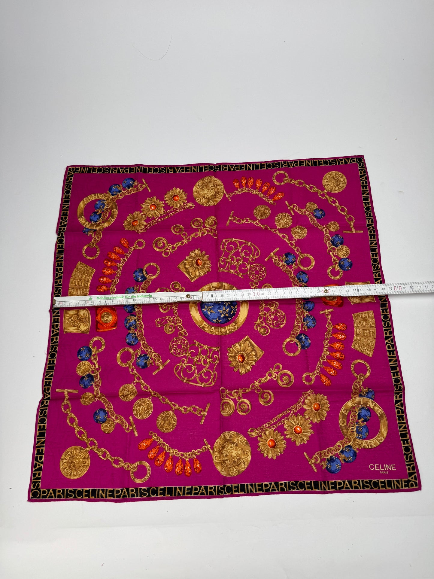 Vintage Celine Paris Silk Scarf Red