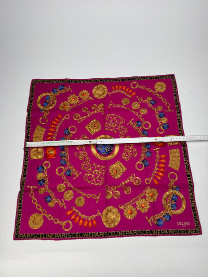 Vintage Celine Paris Silk Scarf Red