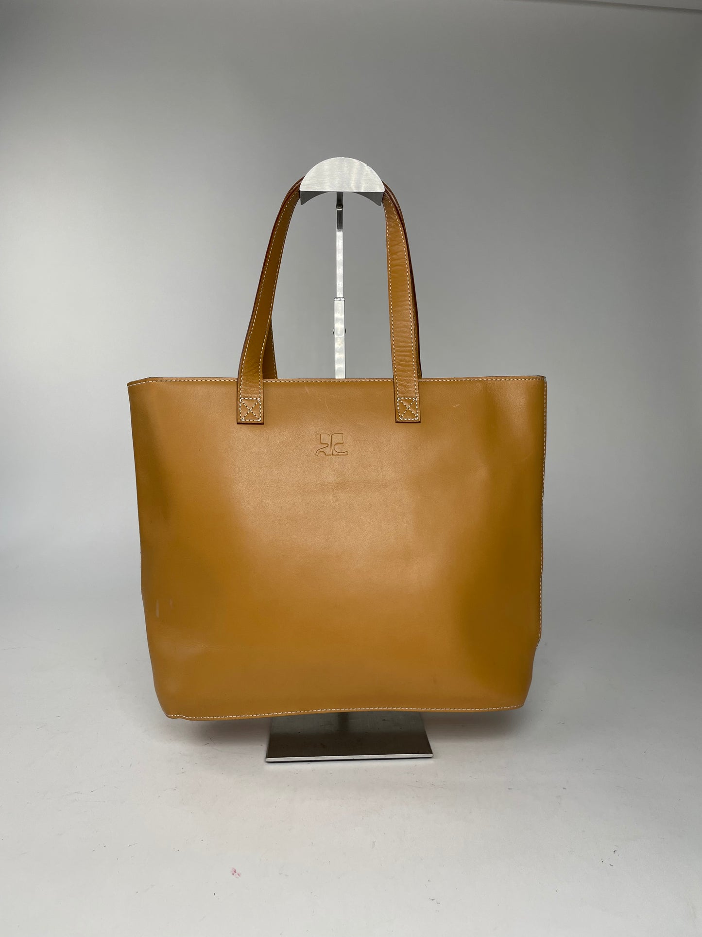 Vintage Courreges Paris Leather shopper Bag Kamel