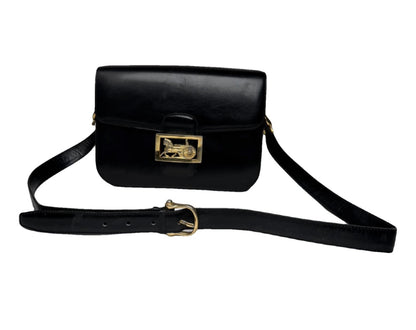Vintage Celine Paris Triomphe Leather Bag Black