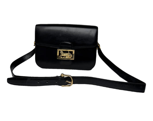 Vintage Celine Paris Triomphe Leather Bag Black