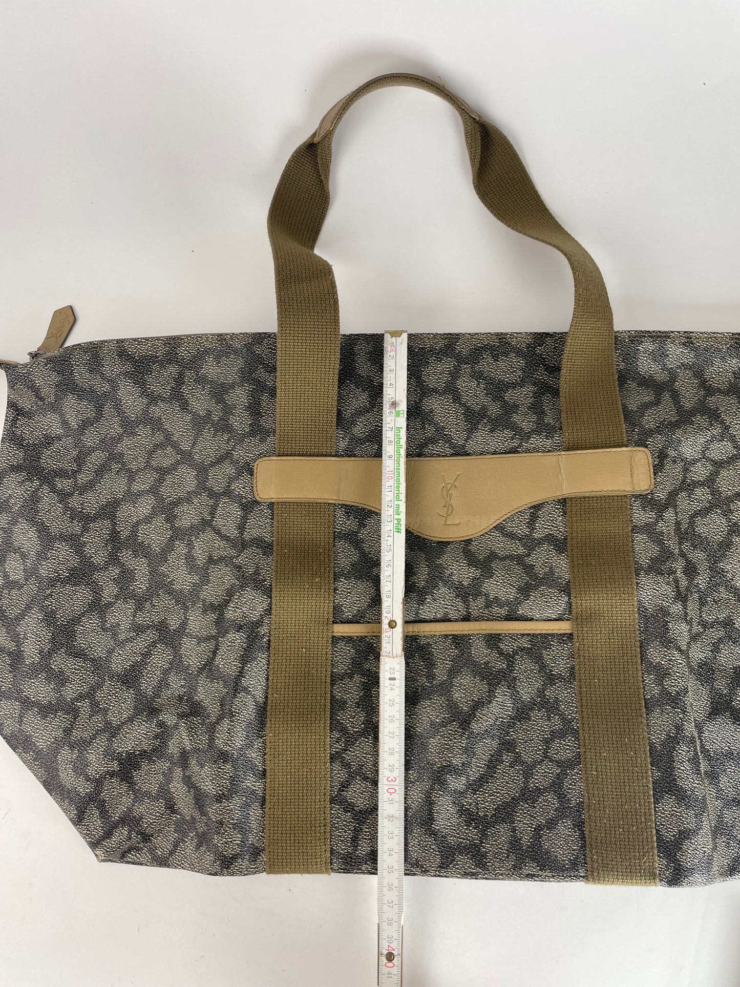 Vintage Yves Saint Laurent Leather Travel Bag Grey/Brown