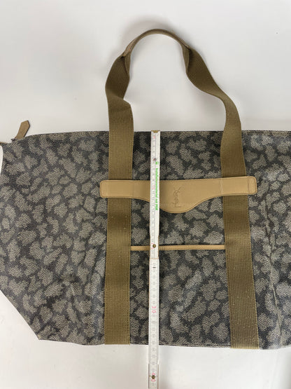 Vintage Yves Saint Laurent Leather Travel Bag Grey/Brown
