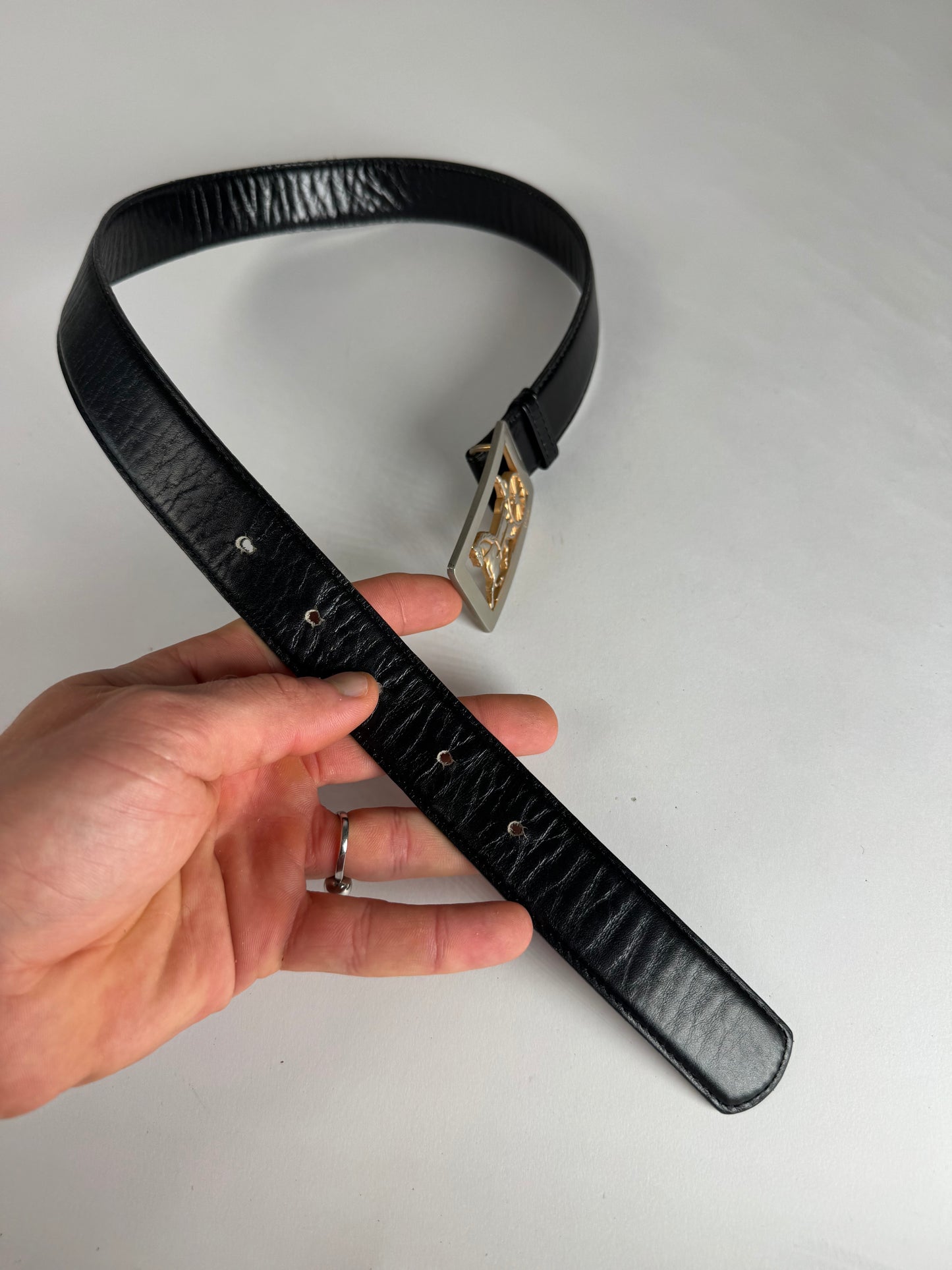 Vintage Celine Paris Leather Belt Black