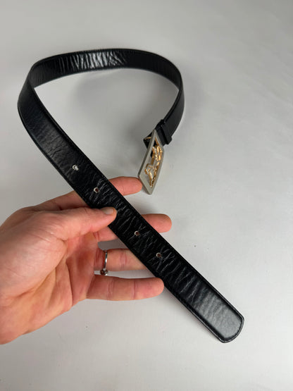 Vintage Celine Paris Leather Belt Black