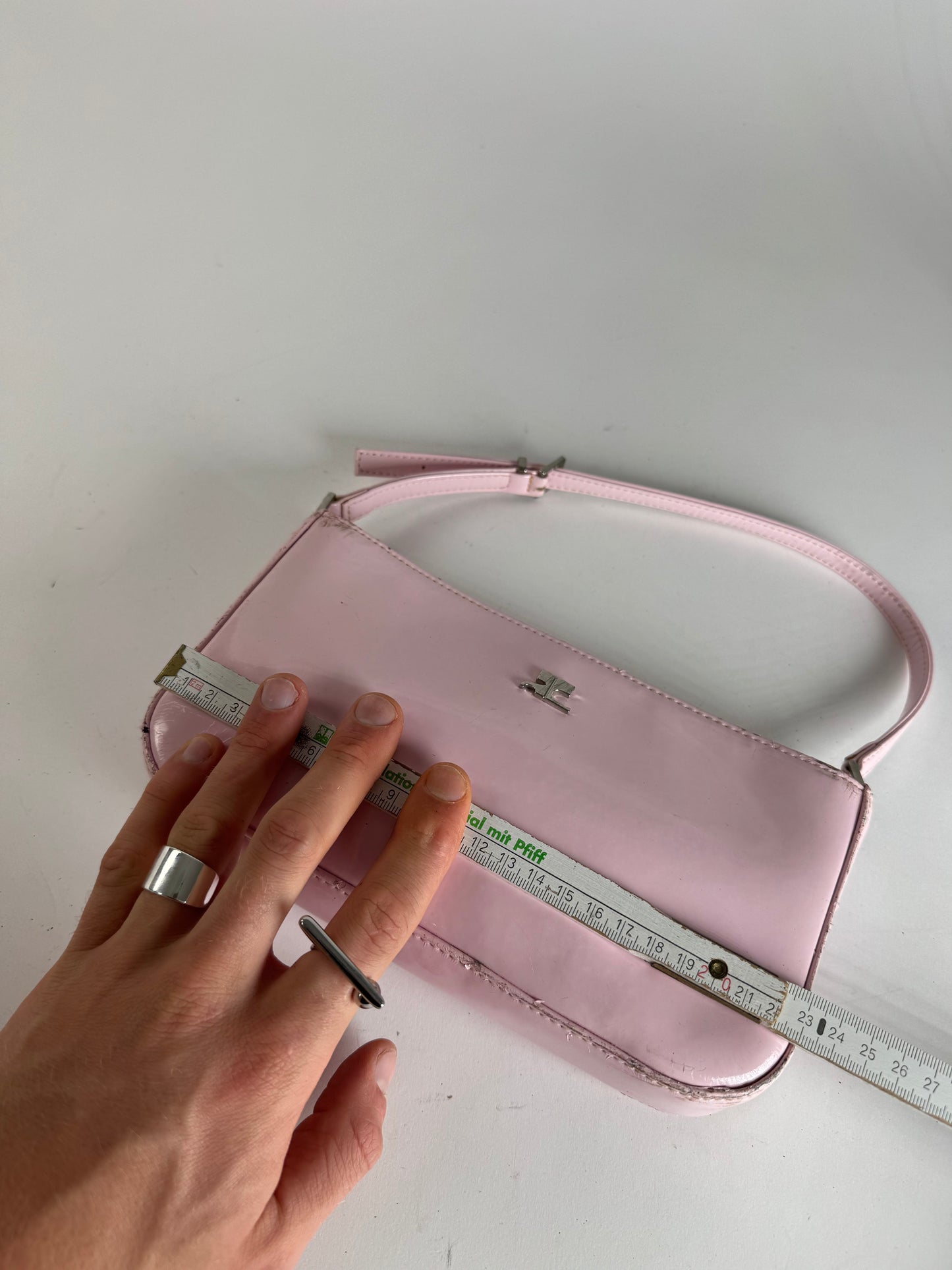 Vintage Courreges Patent Leather Baguette Bag Rose