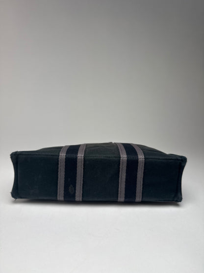 Vintage Hermes Paris Canvas Shopper Black