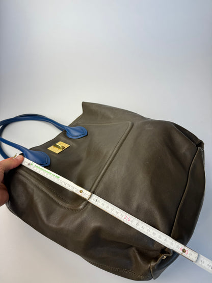 Vintage Emilio Pucci Leather Shopper Brown Blue