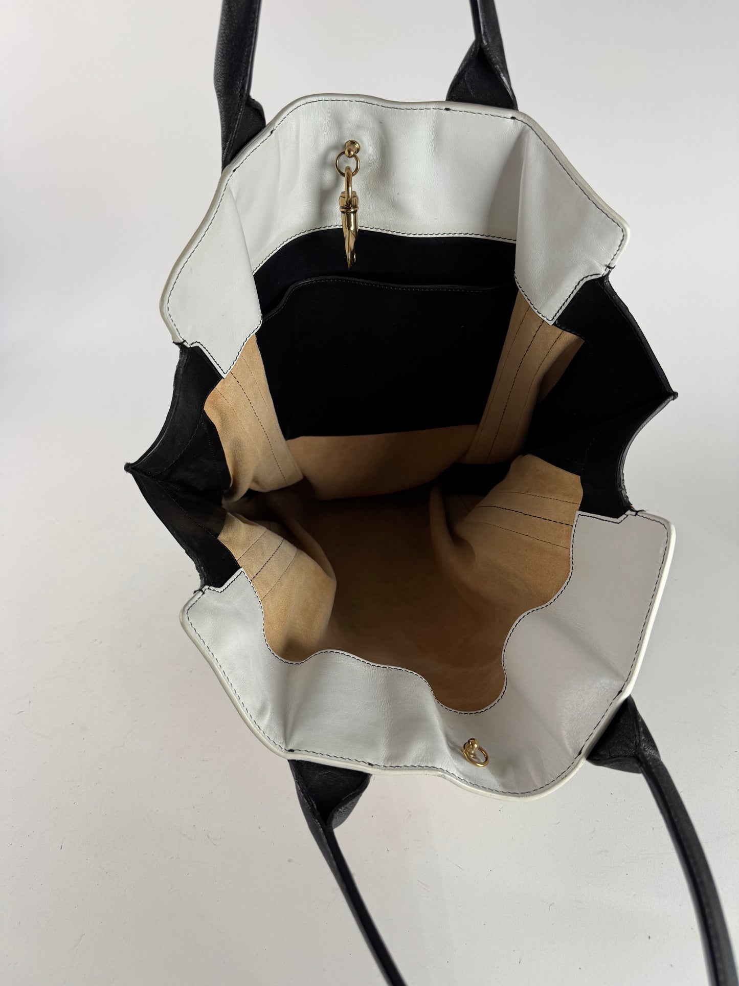 Vintage Chloe Alison leather Shopper Bag beige black