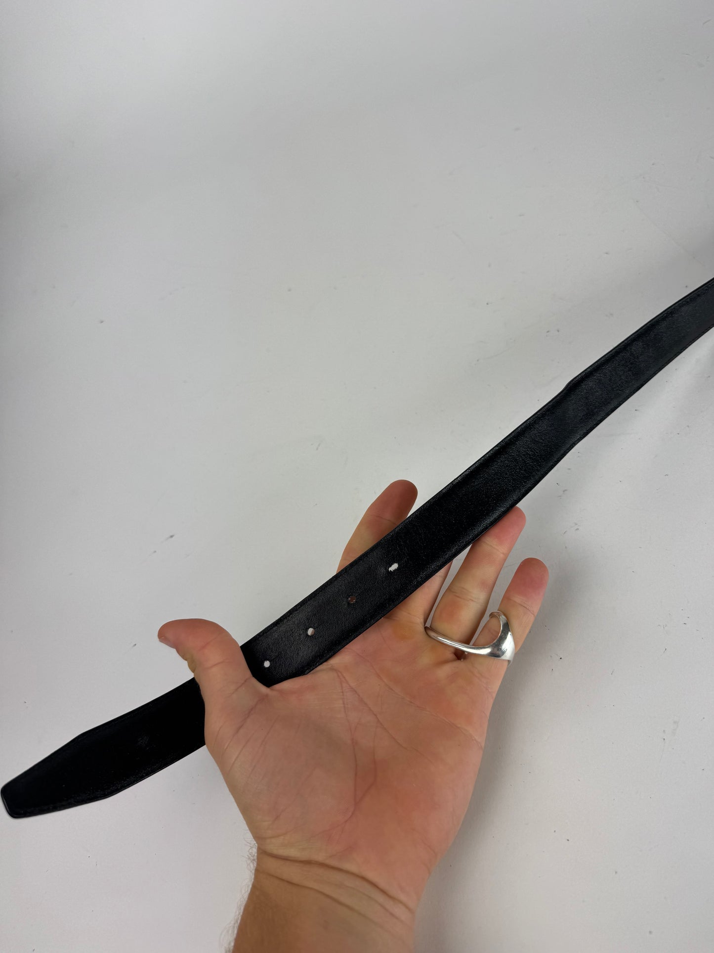 Vintage Celine Paris Triomphe Leather Belt Black