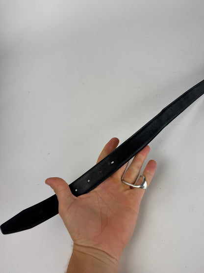 Vintage Celine Paris Triomphe Leather Belt Black