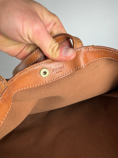 Vintage Celine Paris Big Bag Leather Monogram Shopper Bag Brown