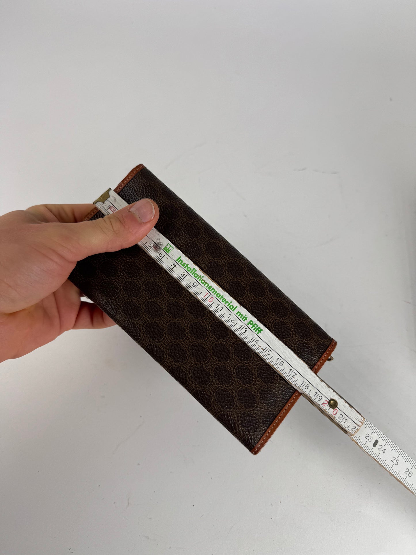 Vintage Celine Paris Leather Monogram Card Holder / ID Holder Brown