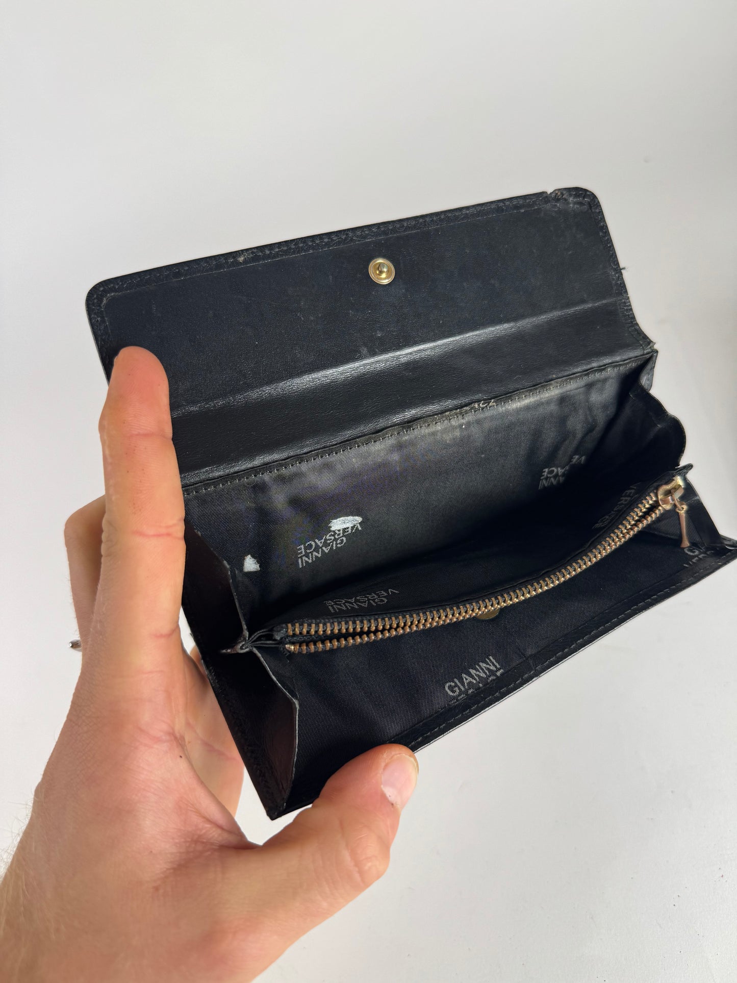 Vintage Gianni Versace Ostrich Leather Wallet Black