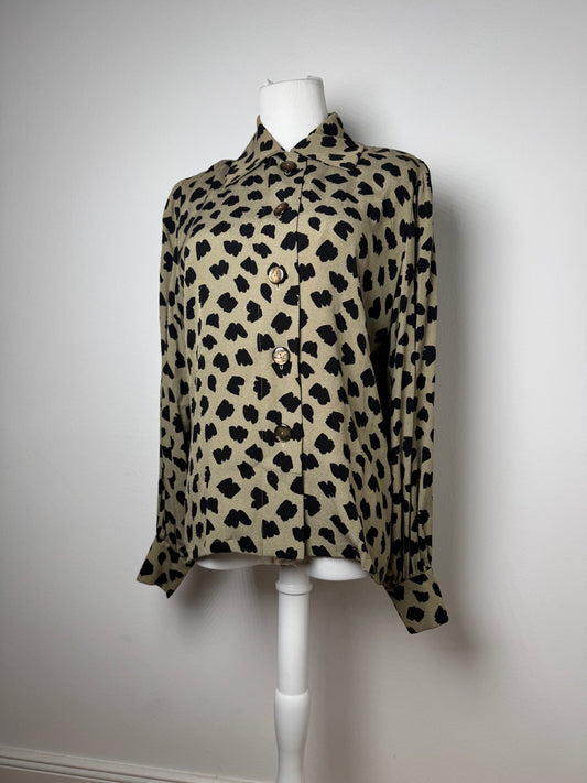 Vintage  Givenchy Leopard Silk Shirt Brown 38/M
