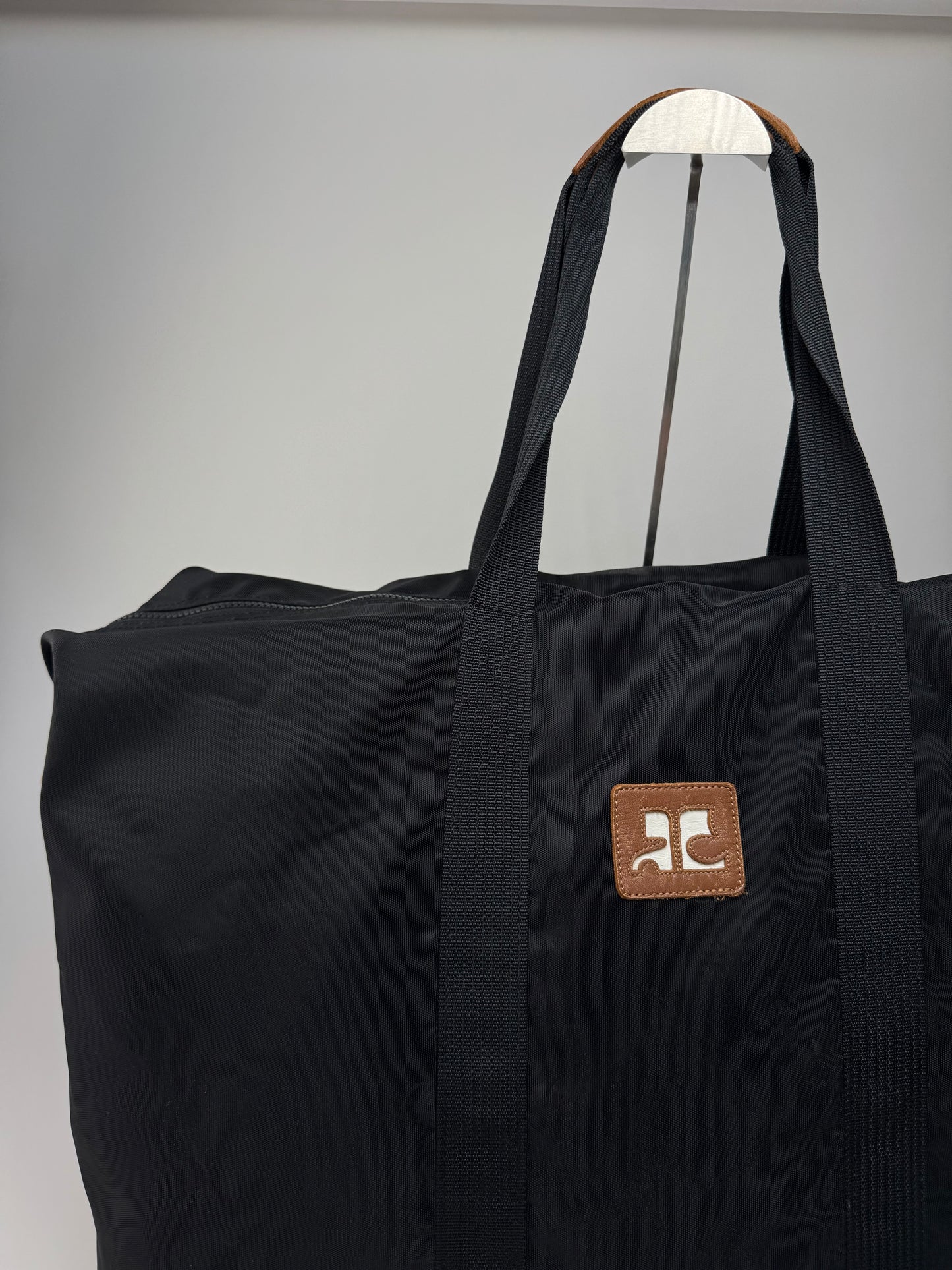 Vintage Courreges Paris Weekender Travel Bag Black Brown