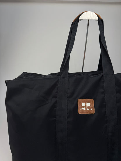 Vintage Courreges Paris Weekender Travel Bag Black Brown