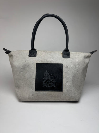 Vintage MCM canvas / leather shopper grey black