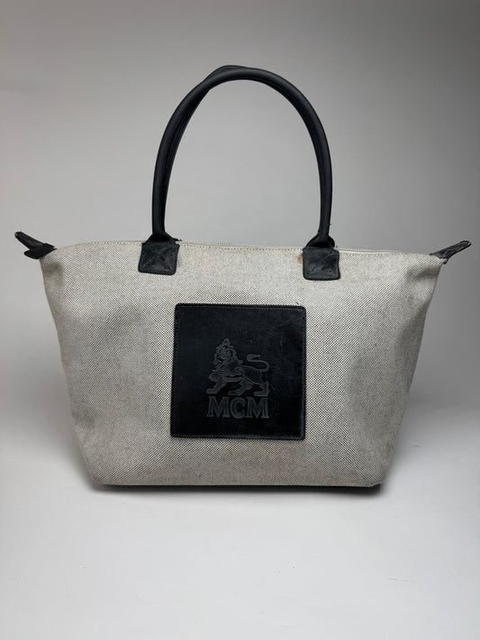 Vintage MCM canvas / leather shopper grey black