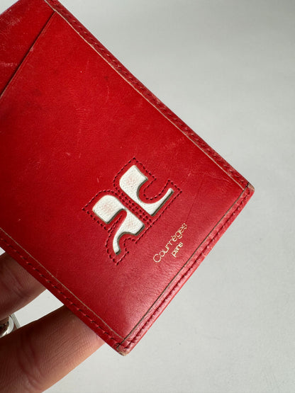 Vintage Courreges Paris Leather Card Holder Red