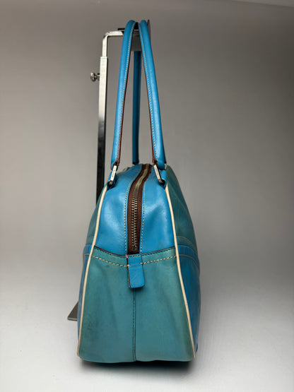 Sac bowling vintage en cuir Prada bleu