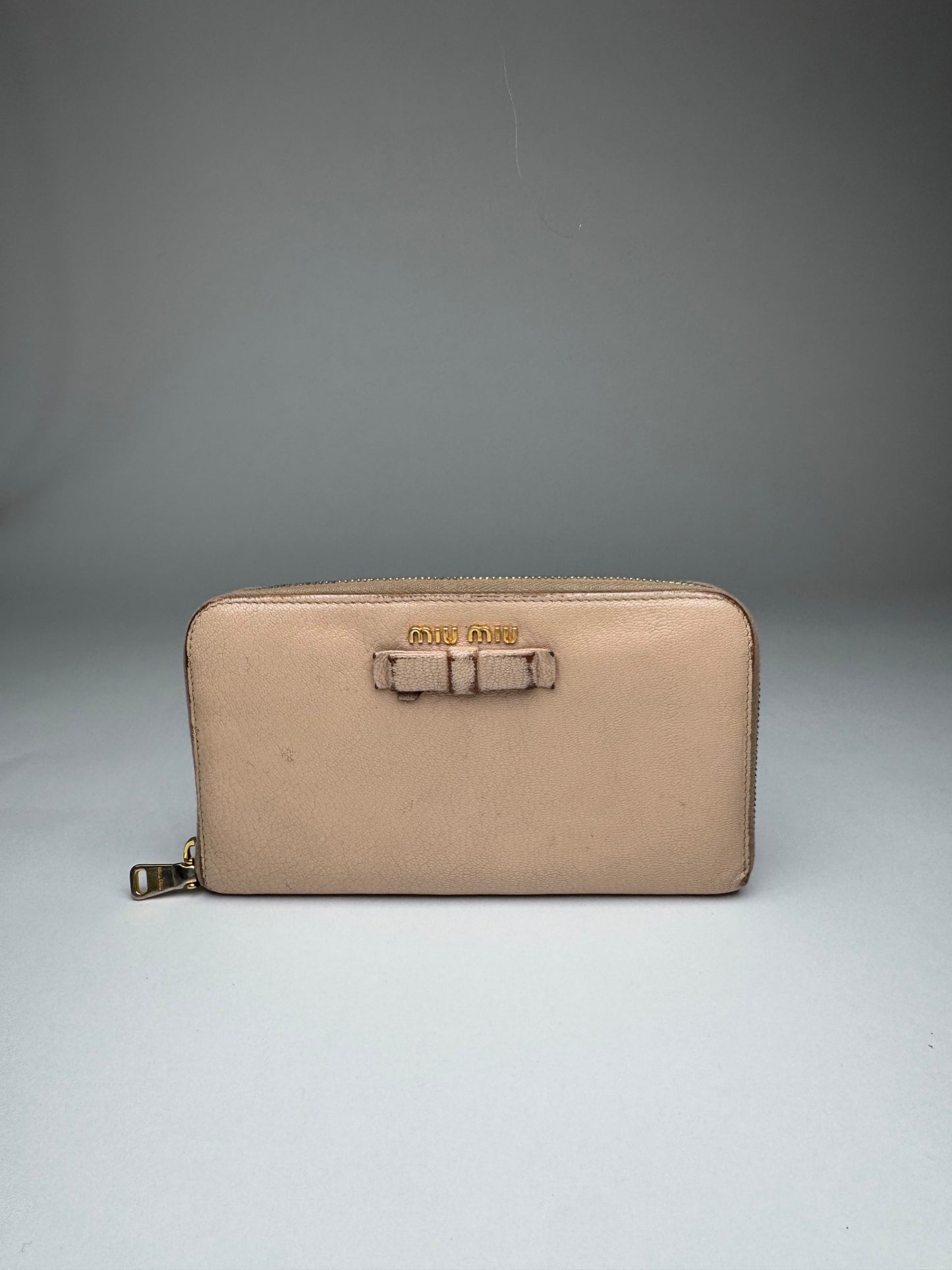 Vintage Miu Miu Leather Wallet Rose/beige