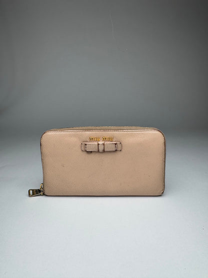 Vintage Miu Miu Leather Wallet Rose/beige