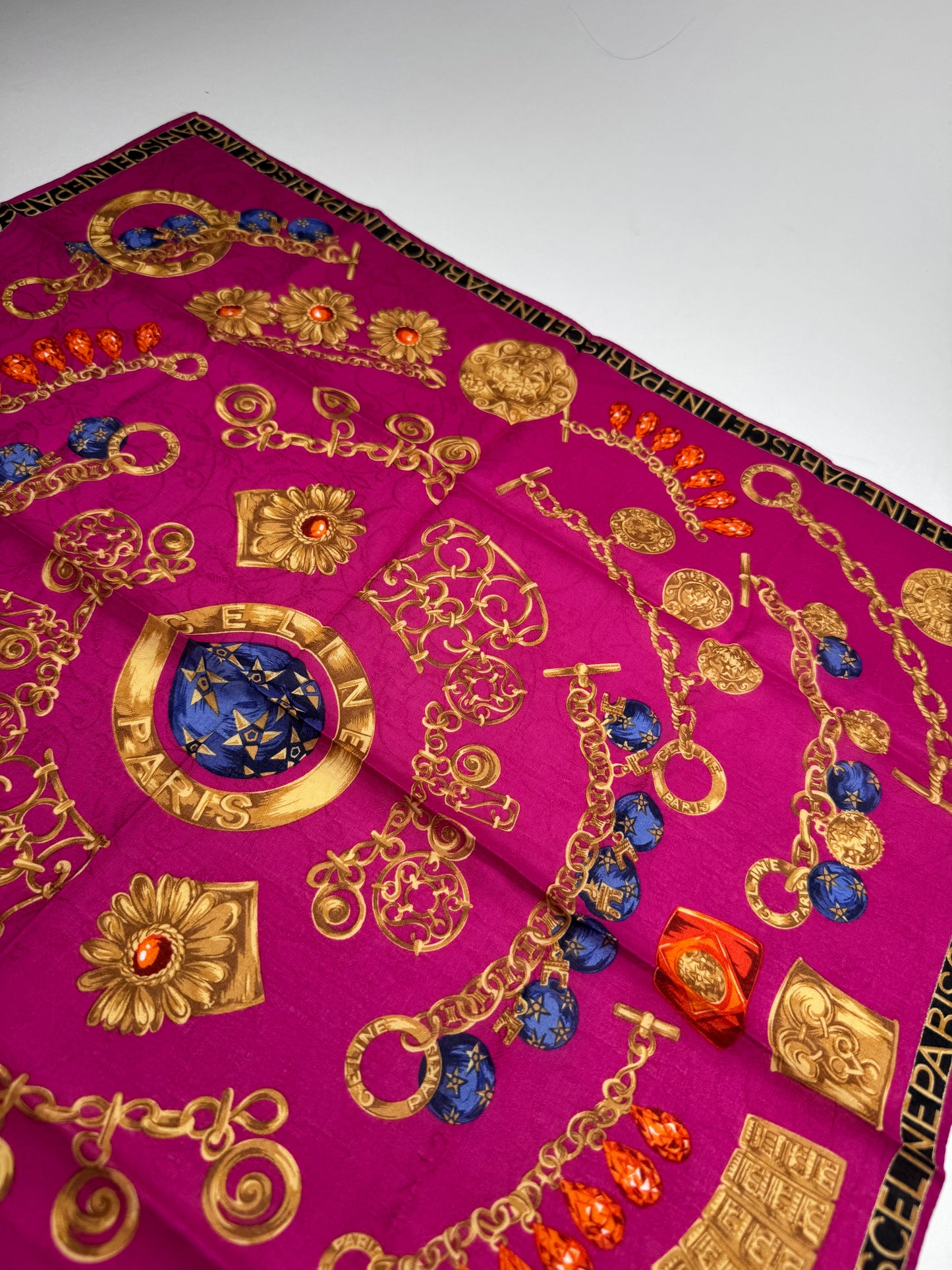 Vintage Celine Paris Silk Scarf Red