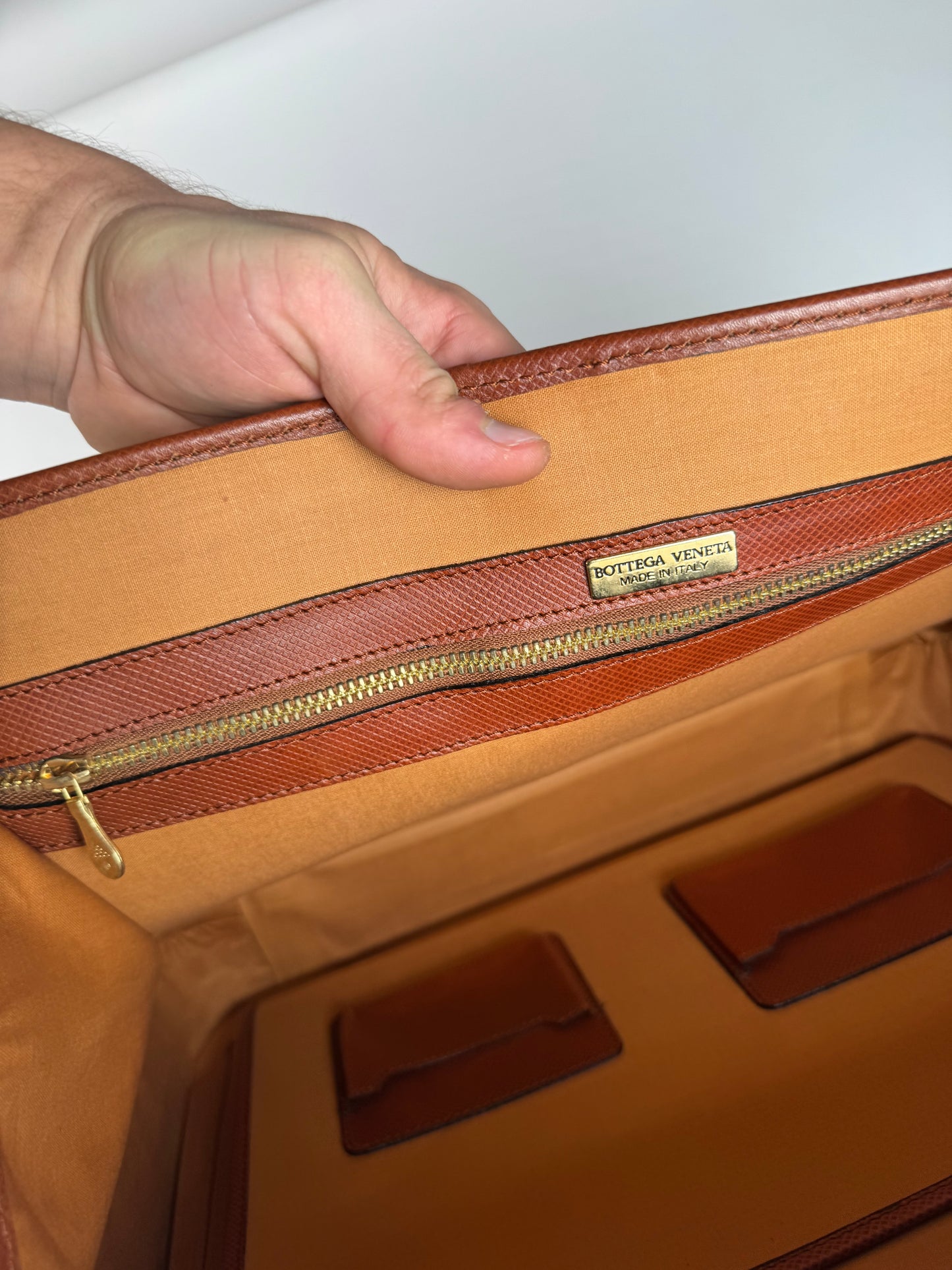 Vintage Bottega Veneta leather Suitcase black / Brown