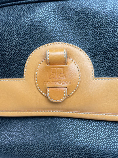 Vintage Courreges Paris Leather Crossbody Bag Black Brown