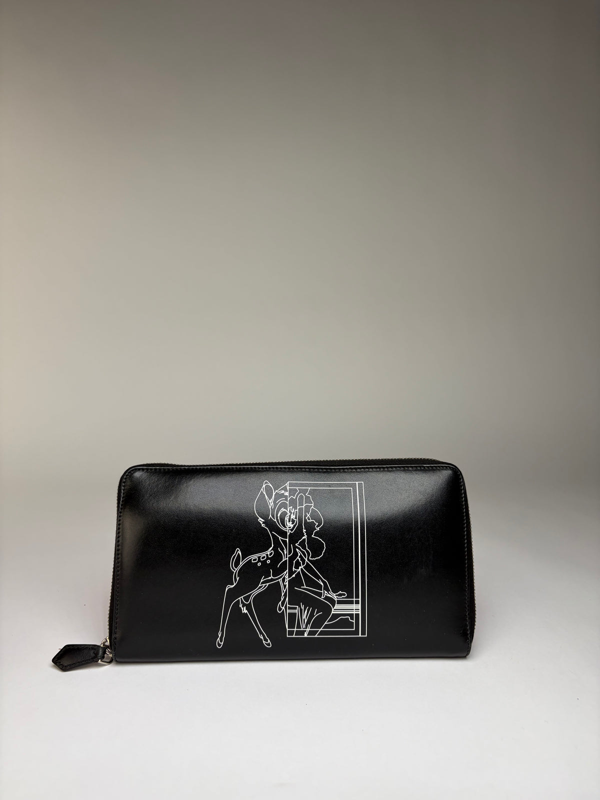 Vintage Givenchy Bambi Print Leather Bifold Wallet 2013 Black