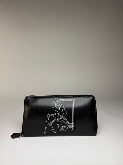 Vintage Givenchy Bambi Print Leather Bifold Wallet 2013 Black