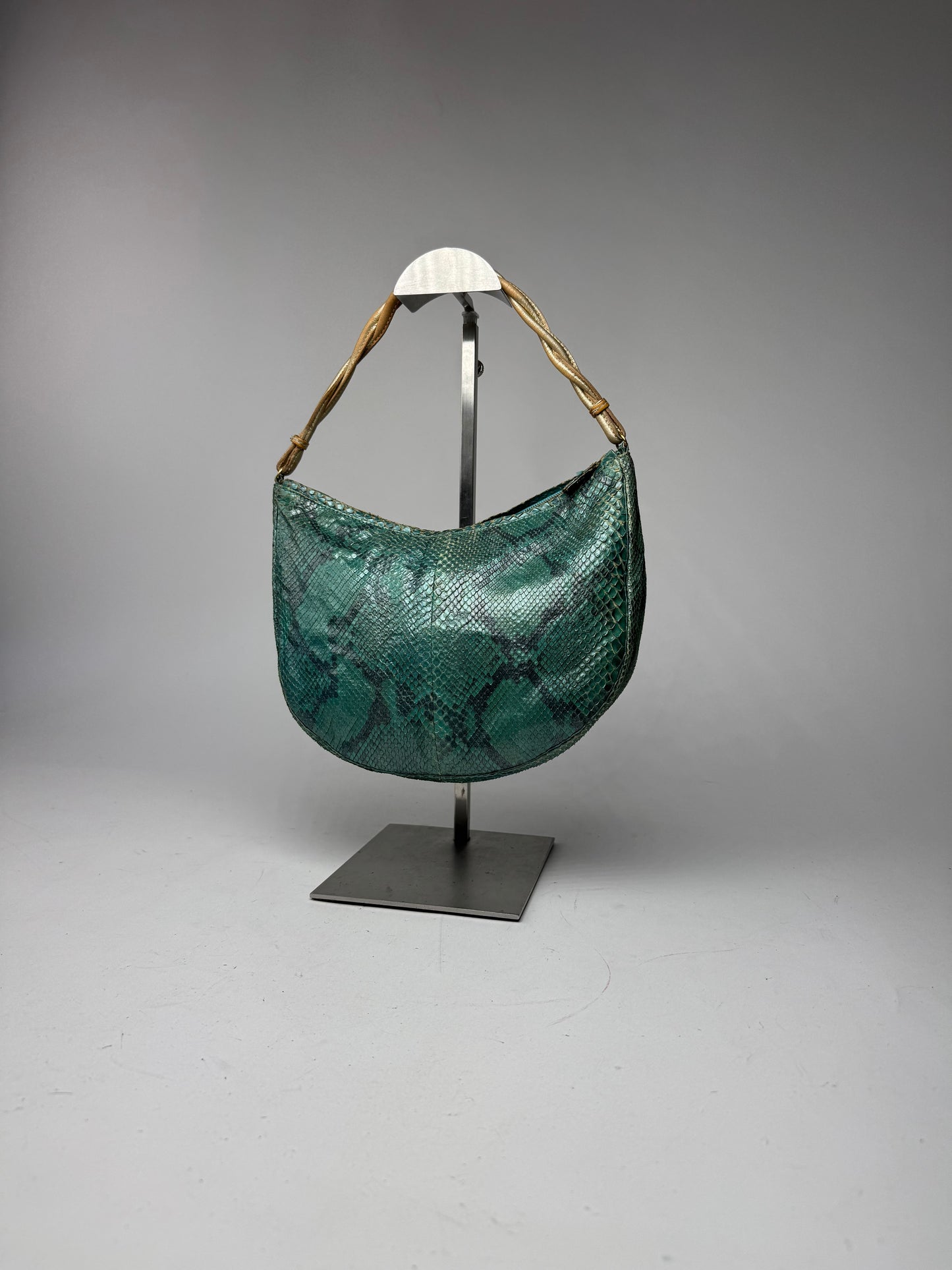 Vintage Gianni Versace Snakskin Leather Bag Turquoise golden