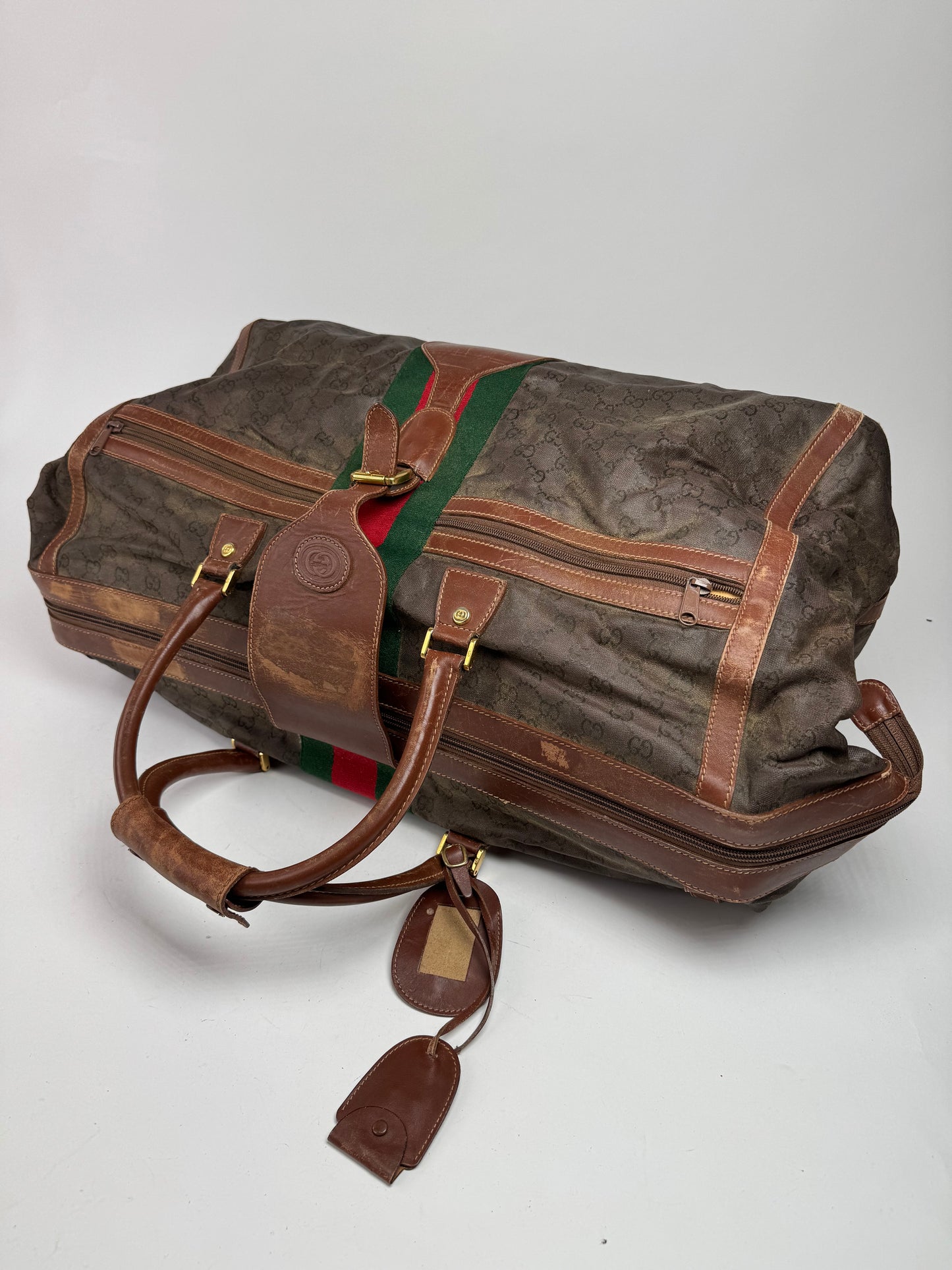 Vintage Gucci Duffel Bag / Travel Bag Monogram Brown