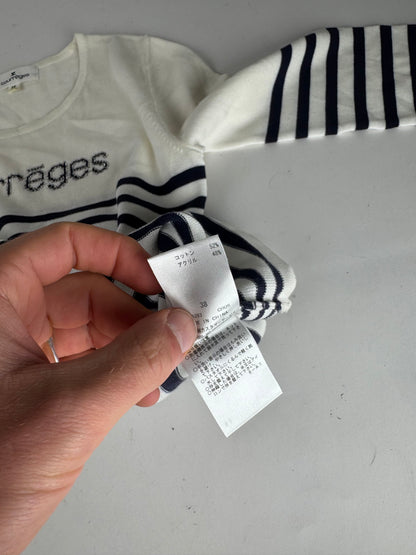 Vintage Courreges Paris Striped Sweater White/Navy EU36/S