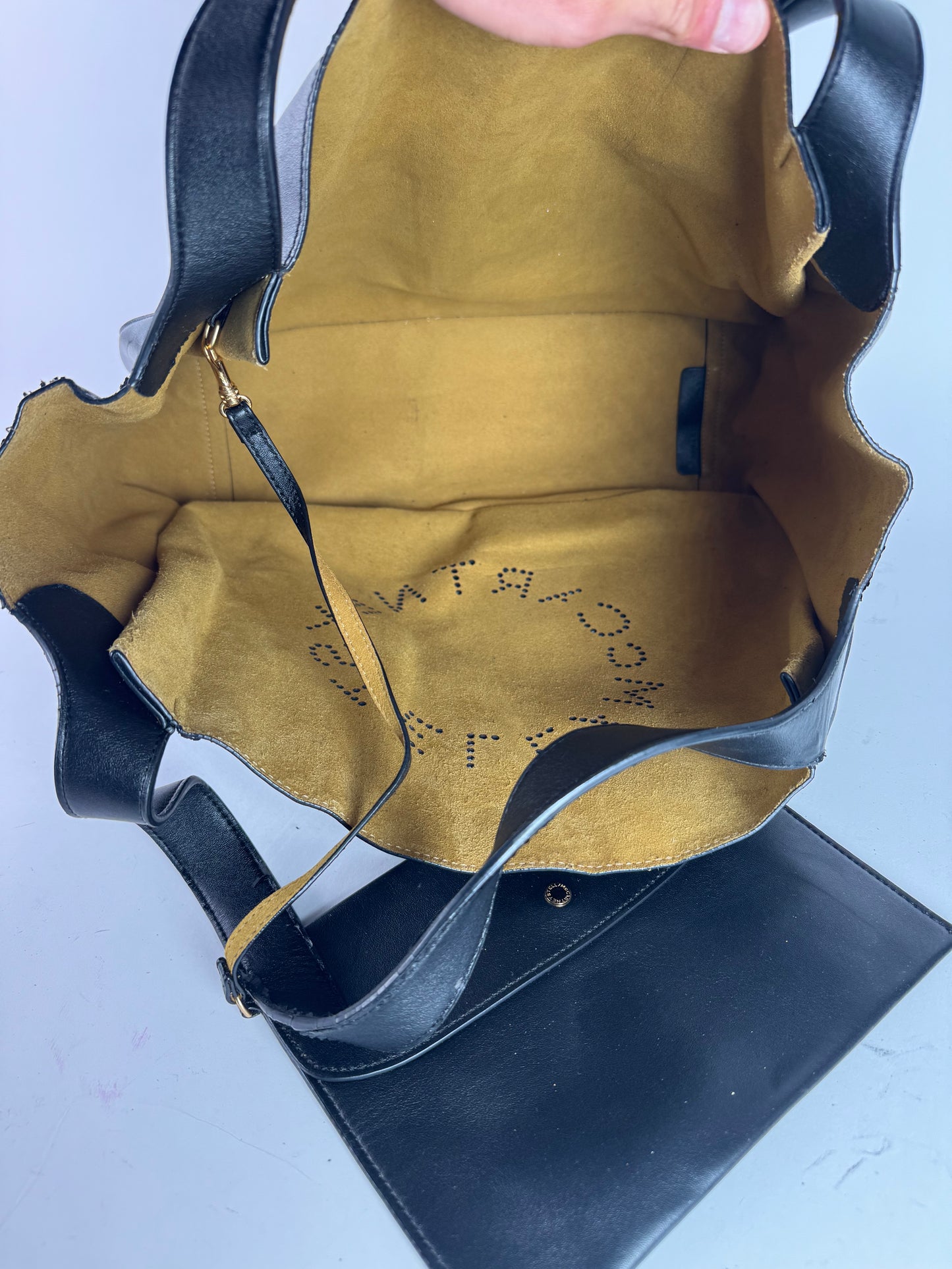 Vintage Stella Mc Cartney Vegan Leather Logo Shopper black