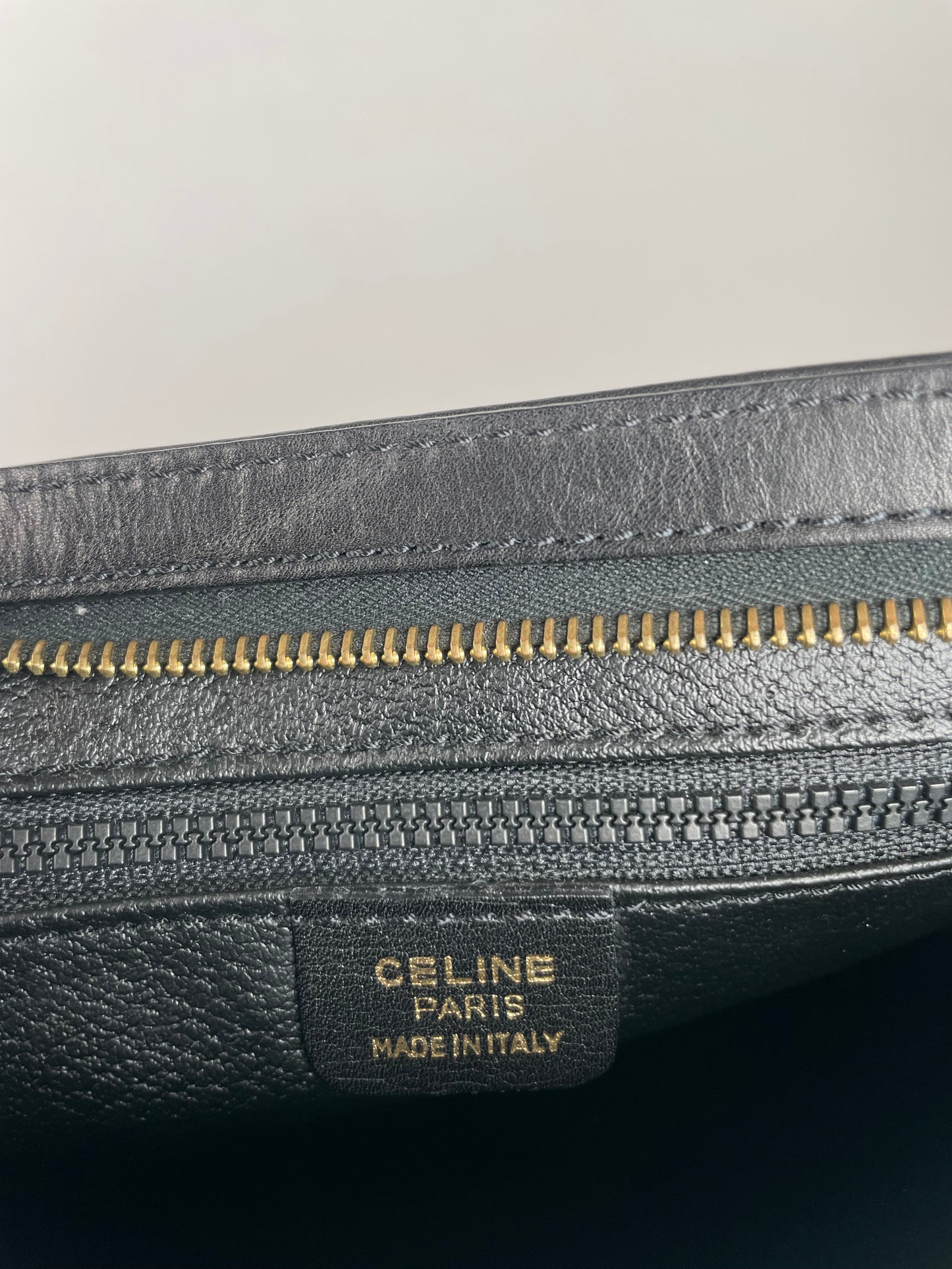 Vintage Celine Paris Triomphe Leather Clutch Black