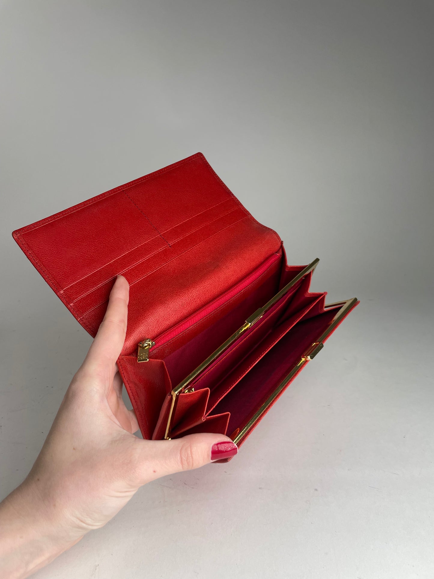 Vintage Givenchy GV3 Leather Wallet Red